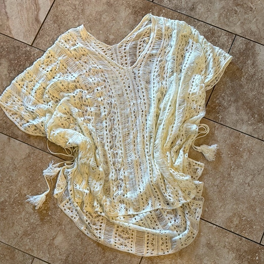 Cream Crochet Knit Top one size fits most‎